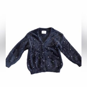 Zara Black Fuzzy Cardigan for Girls size 8
